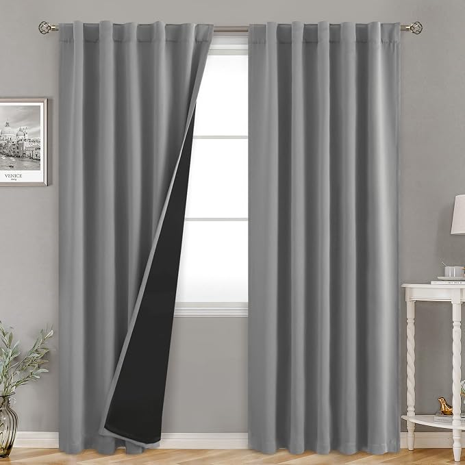 BGment Dove Grey 100% Blackout Curtains 84 Inches Long by BGment