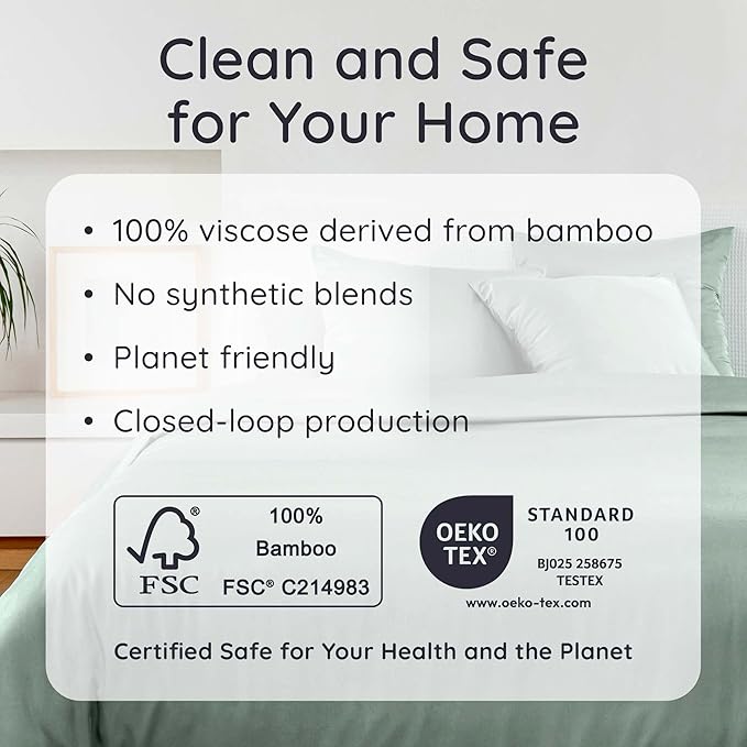 Bambaw 100% Viscose Derived from Bamboo Fitted Sheet King Size, Cooling Fitted Sheets King Size, 16’’ Deep Pocket, Cooling Mattress Sheets (Sea Glass)