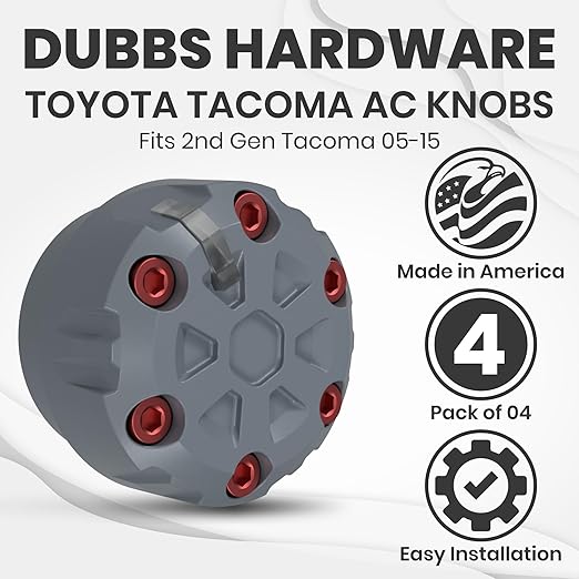 4 Pack - 2nd Gen Tacoma Accessories AC Knob Upgrade - 2005,2006,2007,2008,2009,2010,2011,2012,2013,2014,2015 Tacoma Climate Control Dial Mods Set - for Toyota Interior Replacement Kit