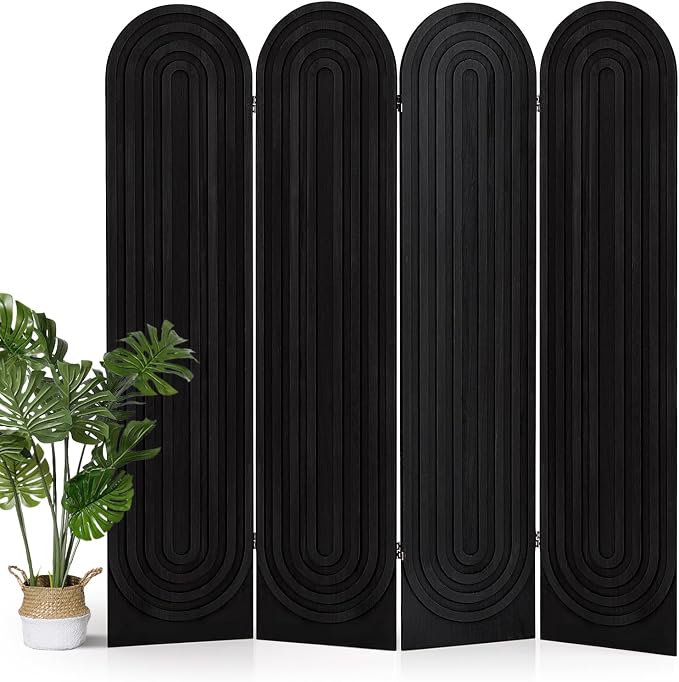4 Panel Arched Room Divider Screen Folding Privacy Screen, 66.9" H Privacy by AsNefeli
