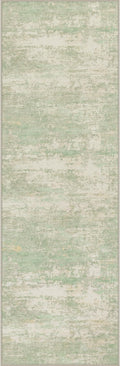 2.6x8 Washable Runner Rug：Modern Abstract Soft Carpet Green Cream | by FXRHLP