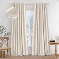MIULEE 100% Blackout Curtains Linen Curtains & Drapes 84 Inch Natural Beige | 2 by MIULEE