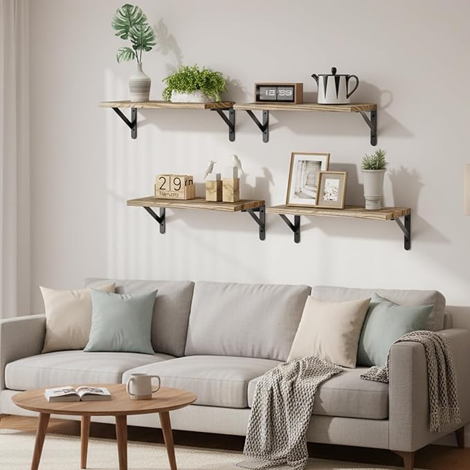 Fixwal Wall Floating Shelves for Decor | Wood Shelves, Natural Grain, 40Lb - Image 2