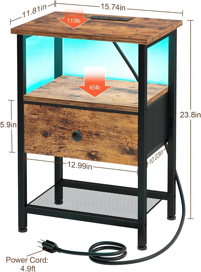 Night Stand, LED Nightstand - Image 3