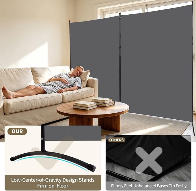 Extra-Wide 2 Panel Room Divider, Portable Privacy Screen - Image 5