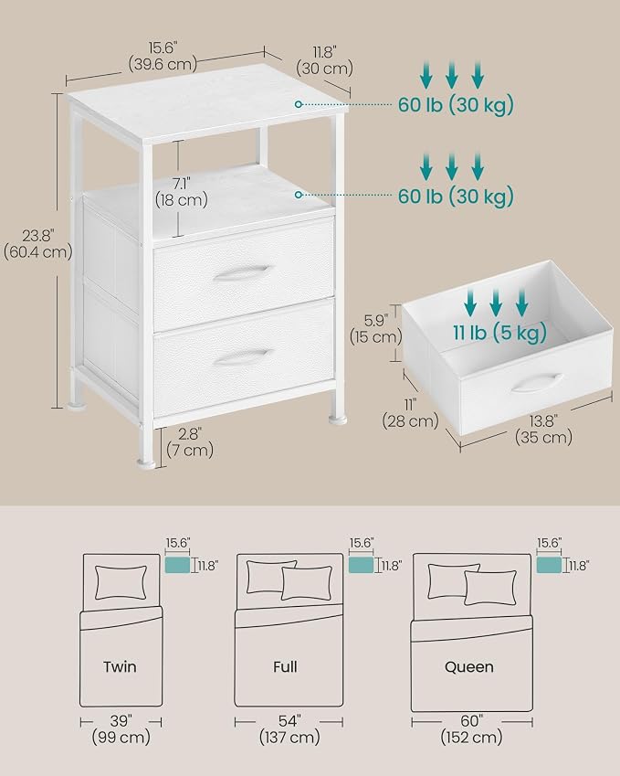SONGMICS Nightstand, Bed Side Table, End Table - Image 2