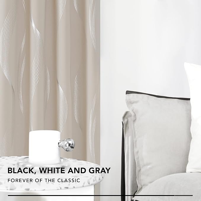 Deconovo Curtains for Living Room, Pattern Blackout Curtains 72 Inches Long | - Image 3