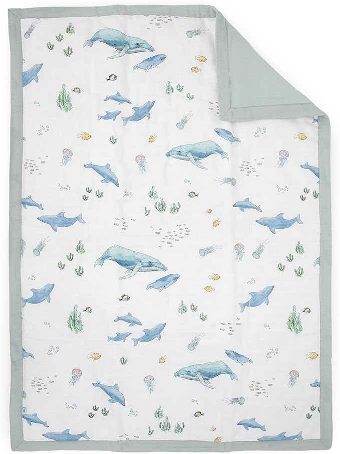 Little Unicorn Toddler Bedding 3-Piece Set | Super Soft & Breathable Muslin Fabric | for Convertible Cribs & Toddler Beds (Whales)