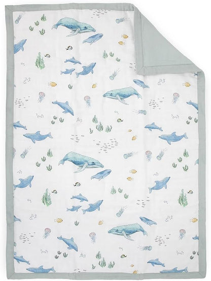 Little Unicorn Toddler Bedding 3-Piece Set | Super Soft & Breathable Muslin Fabric | for Convertible Cribs & Toddler Beds (Whales)