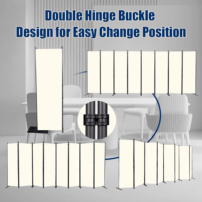 Room Divider 8 Panel-176''Wide, 6FT Room Dividers and Folding Privacy Screen | - Image 5