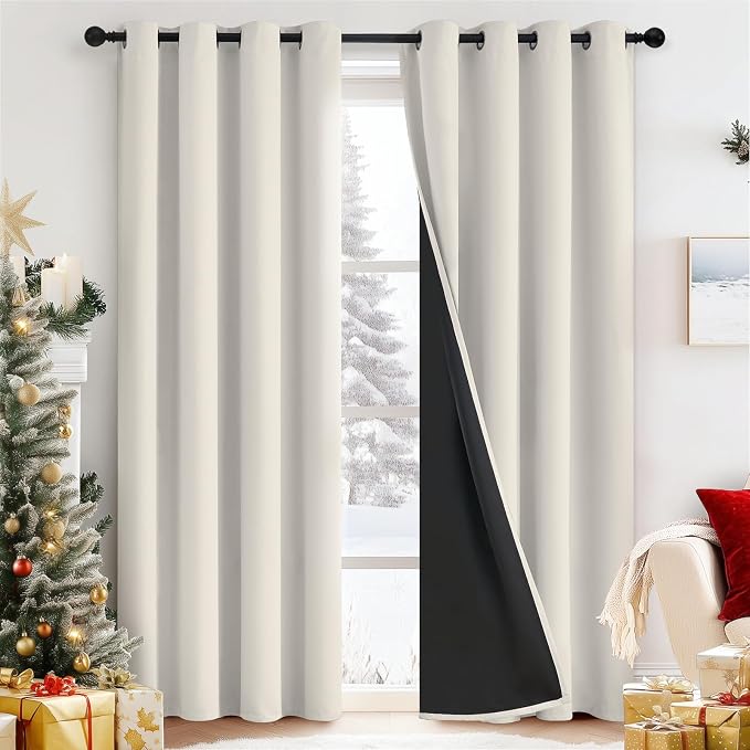 Yakamok Cream Blackout Curtains 84 inches Long by Yakamok