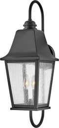 Hinkley Kingston Outdoor Large Wall Mount Lantern - 2-Light, Traditional, Aluminum, Clear Seedy Glass - Black Finish