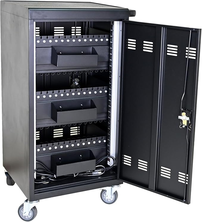 Leavader 45-Device Mobile Charging Carts for Tablets Laptops, Portable Charging Cabinet with Transformer and Caster, Large Charging and Storage Cabinet for Classroom or Office|Up to 16" Screen