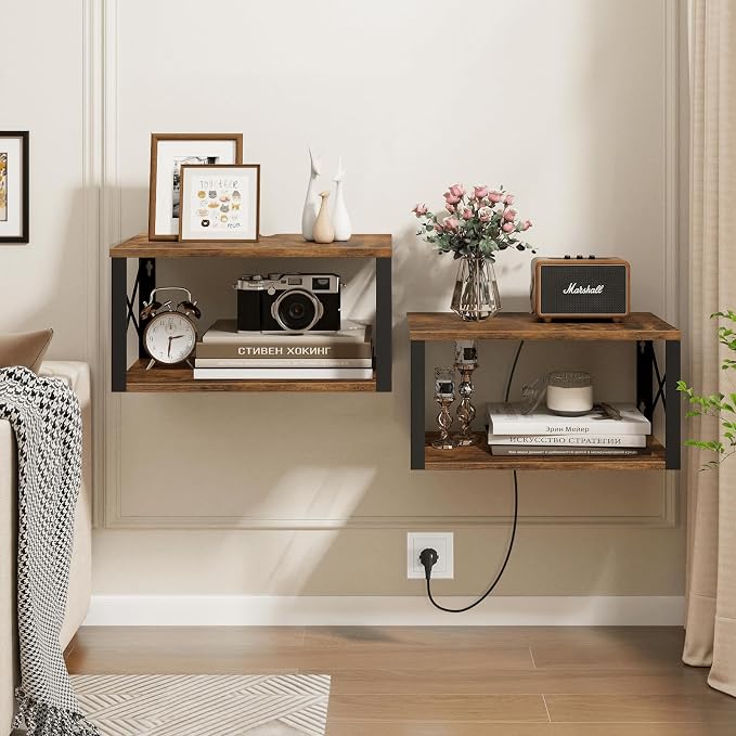 Floating Nightstand, Wood Floating Bedside Table - Image 4