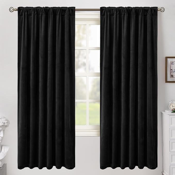 BGment Black Blackout Velvet Curtains - Image 2