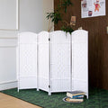 4-Panel Short Room Divider, 3.9 ft Freestanding Partition Wall, Natural White by Loomveil