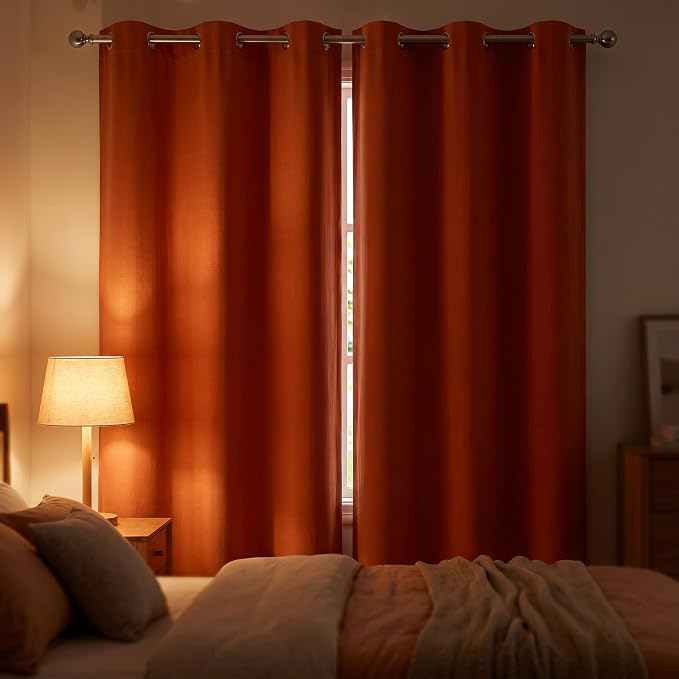 Diraysid Orange Grommet Blackout Curtains - Image 3