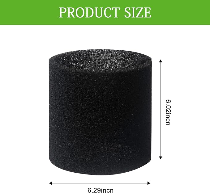 DFD 1 Pc 90585 Foam Sleeve Filter Replacement Compatiable with Genie Shop Wet Dry Vacuums & for Shop Vac for Vacmaster, VF2001 Foam Replacements Filters for Wet Dry Vacuum Cleaner