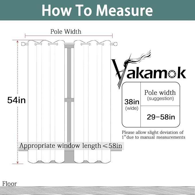 Yakamok Blackout Curtains 38x54 inch Beige Thermal Drapes-Bedroom | 2 panels - Image 7