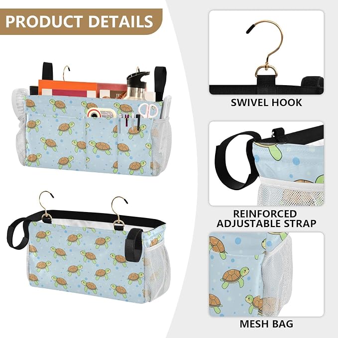 Cartoon Turtles tag8 Bedside Caddy Storage Bag Bedside Organizer - Image 5