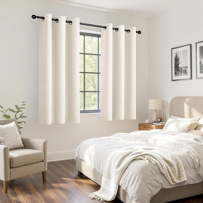 Beige White Blackout Curtains for Bedroom Living Room W40 x L63 Inch | 63 Inch - Image 6