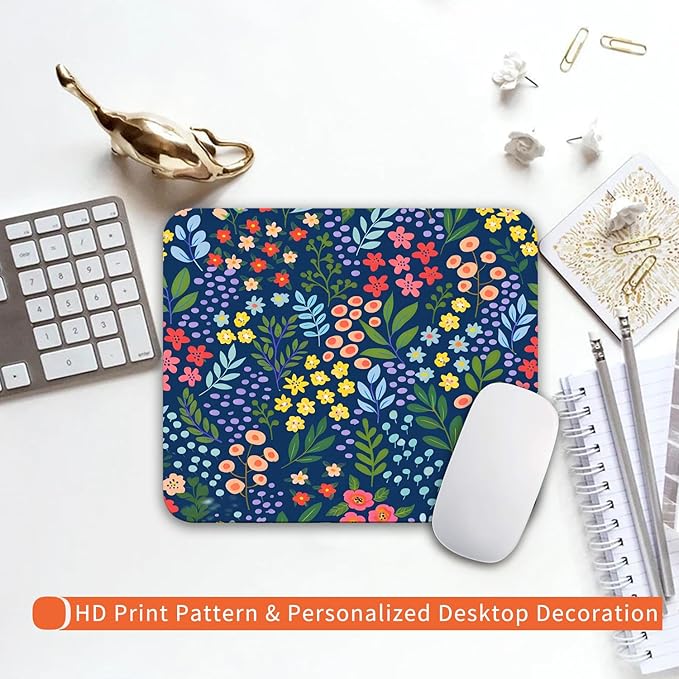 Armanza Square Mouse Pad Flowers,Personalized Premium-Textured Custom Mouse Mat Design,Washable Mousepad Lycra Cloth,Non-Slip Rubber Base Computer Mouse Pads for Wireless Mouse