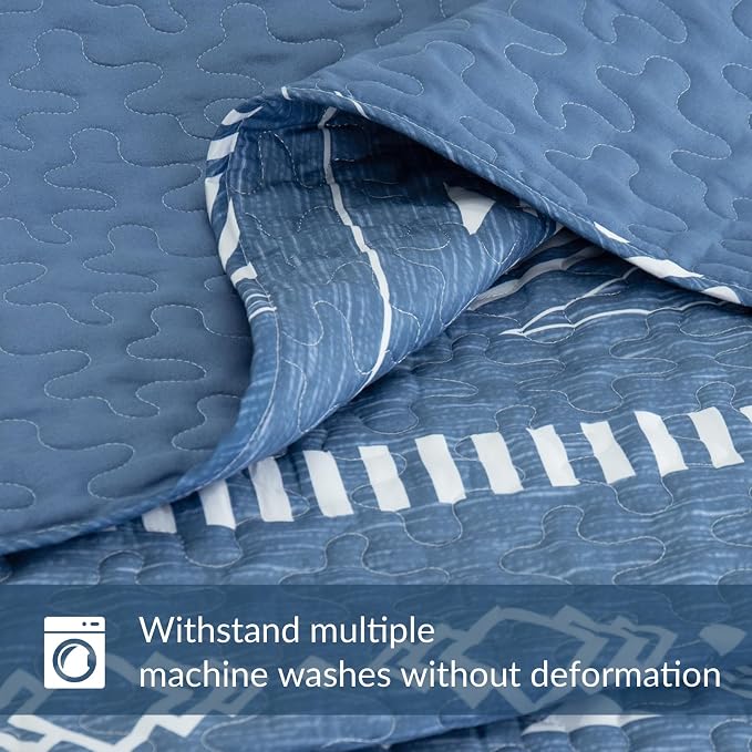 Whale Flotilla Reversible Blue Print Quilt King Size - Image 9