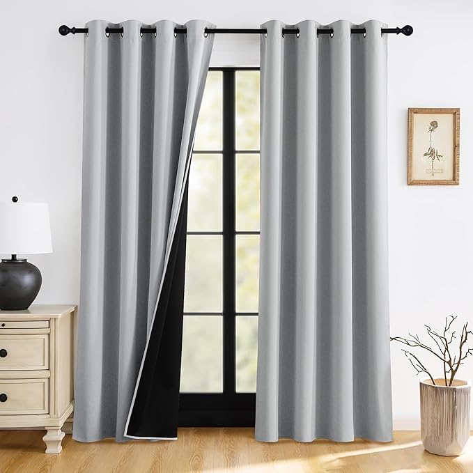 RYB HOME 100% Blackout Bedroom Curtains, Thermal Insulated Curtains | Heat & UV by RYBHOME