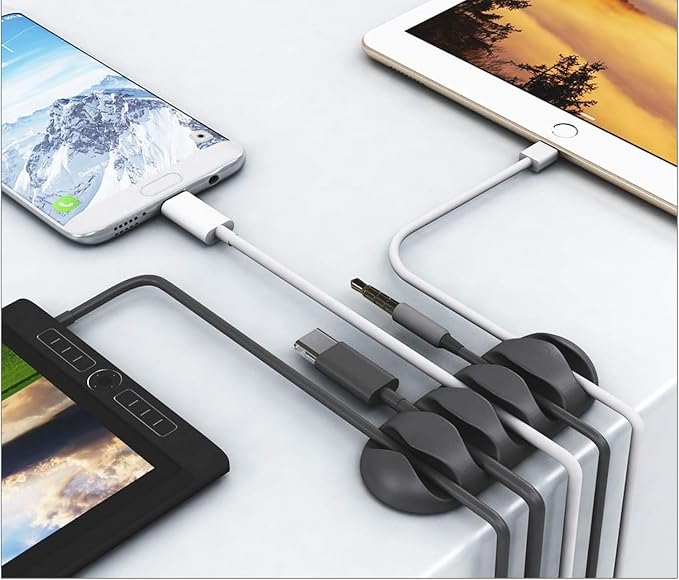 Desk Cable Management Cord Organizer, 16 Pack White Self Adhesive Cord Holder - Image 4
