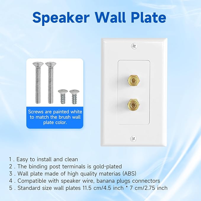 4 Pack Speaker Wall Plate with Low Voltage Mounting Bracket for Banana Plug 1.0 Speaker Home Theater