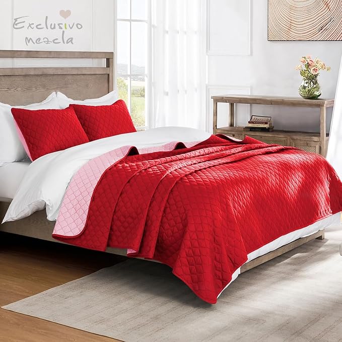 Exclusivo Mezcla Reversible Twin Quilt Bedding Set, Soft Microfiber, All Season - Image 2