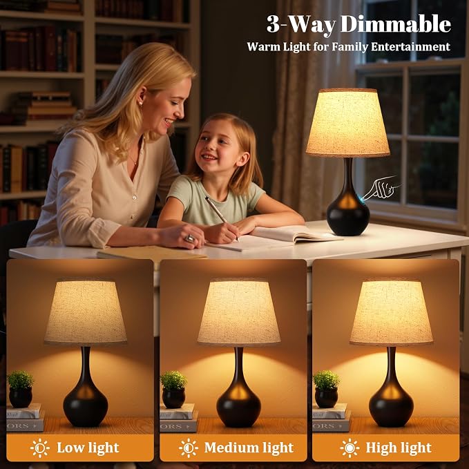 16.1" Touch Table Lamp for Nightstand, 3 Way Dimmable Small Bedroom Lamp | - Image 4
