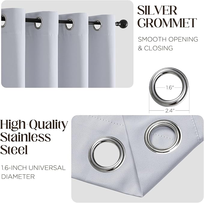 CUCRAF Custom Grayish White Blackout Curtains 1 Panel Set, Thermal Insulated - Image 2