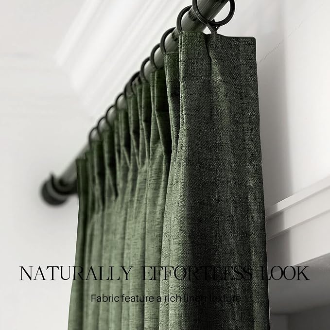 Pinch Pleated Linen Curtains 100% Blackout 108 Inches Long - Image 7