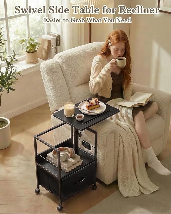 Faesun Swivel Lift Top Nightstand - Image 7