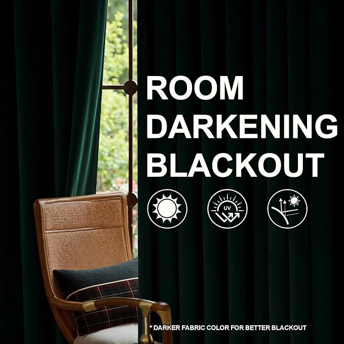 Dark Green Velvet Curtains 84 Inches Long - Image 6