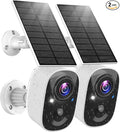 MaxiViz Solar Camera Outdoor Wireless, 2.4G Wi-Fi Security Camera with AI Motion Detection, Cameras for Home Security, 2K Color Night Vision, 2-Way Talk, IP66 Weatherproof, Cloud/SD Storage, 2 Packs