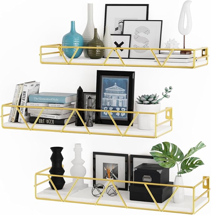 Floating Shelves Set of 3, Wood Wall Shelf, Farmhouse Shelf by Amoot