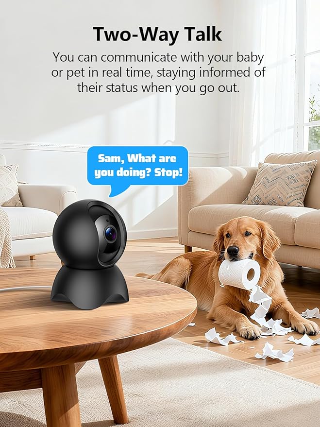 YYSY 2K 2.4GHz & 5GHz Indoor Security Camera, 2 Packs Pet/Dog/Baby Security Camera with Phone App, 360° Pan-Tilt WiFi Cameras for Home Security, 2-Way Audio, Night Vision, Auto-Tracking, Privacy Mode