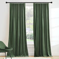 RYB HOME Army Green Velvet Blackout Curtains 84 inches by RYBHOME