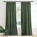 RYB HOME Green Velvet Curtains for Bedroom Living Room | Thermal Insulated by RYBHOME