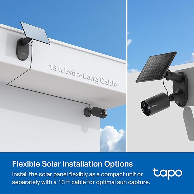 Tapo SolarCam 1080p Outdoor Wireless Security Camera - Battery Power with Solar, Person Detection, Subscription-Free Local Storage or Optional Cloud, Works with Alexa & Google Assistant, C403 KIT