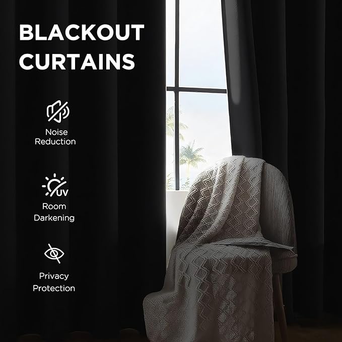 CUCRAF Navy Blue Blackout Curtains 54 Inches Long, Thermal Insulated Noise - Image 3