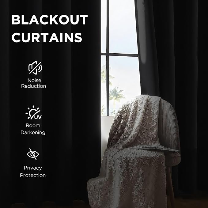 CUCRAF Navy Blue Blackout Curtains 84 Inches Long, Thermal Insulated Noise - Image 3