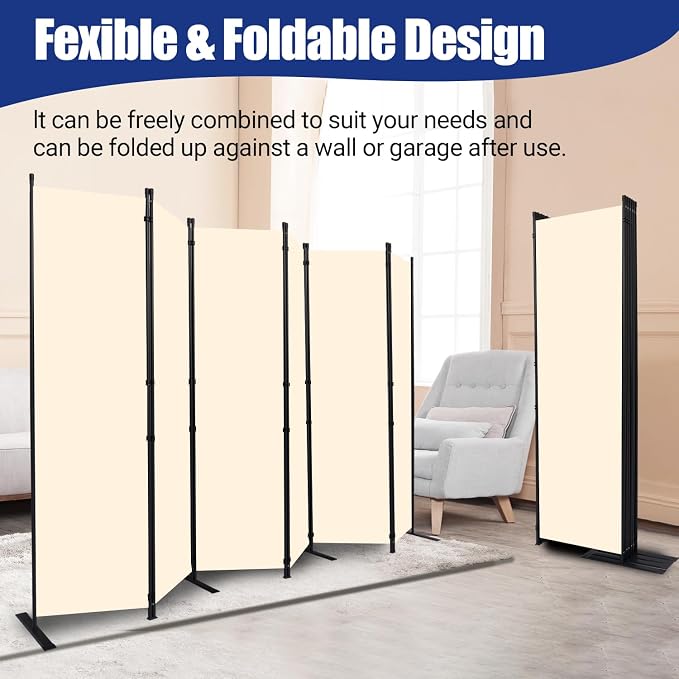 6 Panel Folding Privacy Screen, 11ft W x 6ft H Partition Room Divider Panel | - Image 4