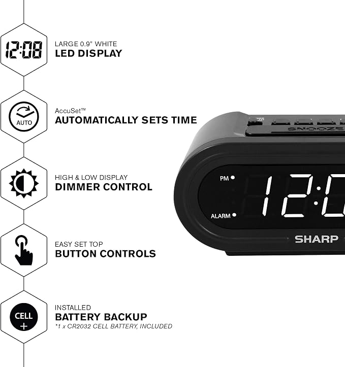 Sharp AccuSet Self-Setting Alarm Clock - Image 2