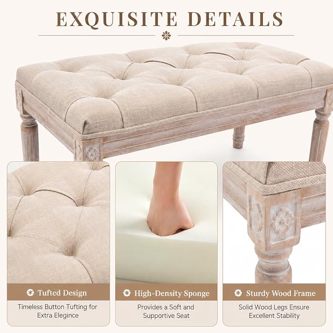 chairus Fabric Entryway Bench - Image 4