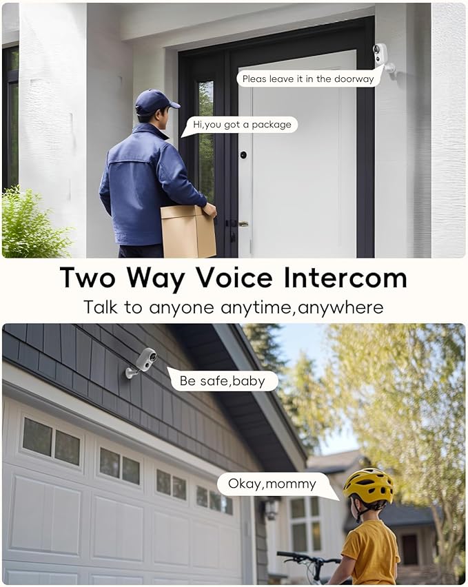 ZUMIMALL Security Cameras Wireless Outdoor, 4 Packs, 2K Cameras for Home Security, Outdoor/Indoor Camera Battery Powered, 2.4G WiFi, Magnetic Mount,3MP Color Night Vision/Siren/PIR/AI/Cloud/Alexa