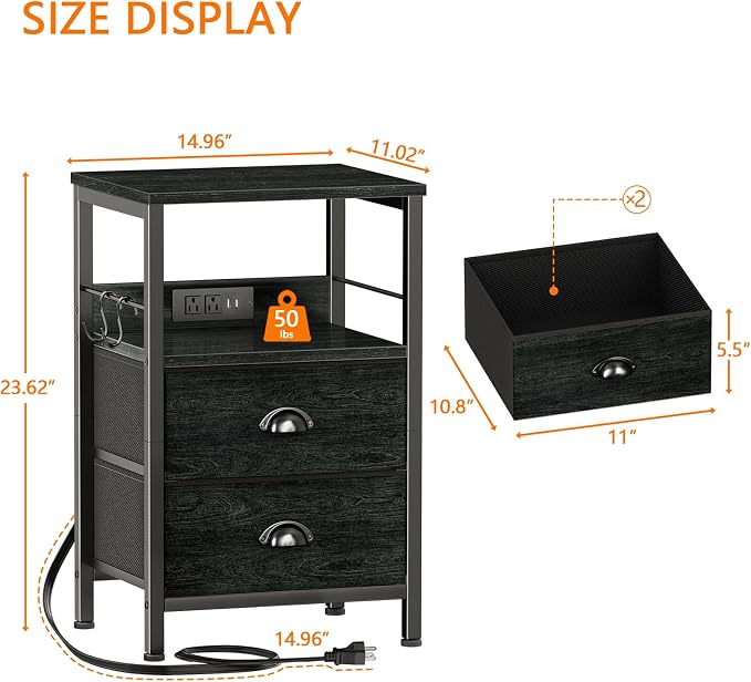 Nightstand with Charging Station - Image 3