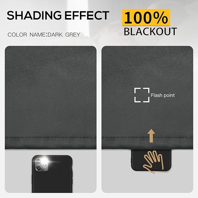 Yakamok Dark Grey Blackout Curtains 84 inches Long - Image 2